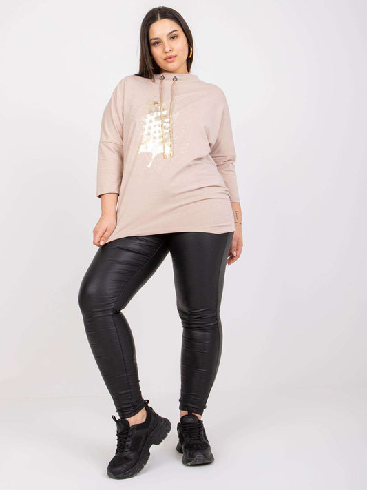 Jasnobeżowa bluzka plus size z bawełny
