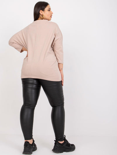 Jasnobeżowa bluzka plus size z bawełny