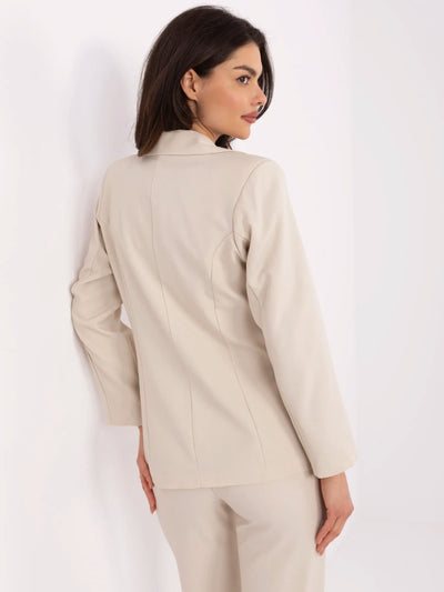 Jasnobeżowa dopasowana marynarka od garnituru