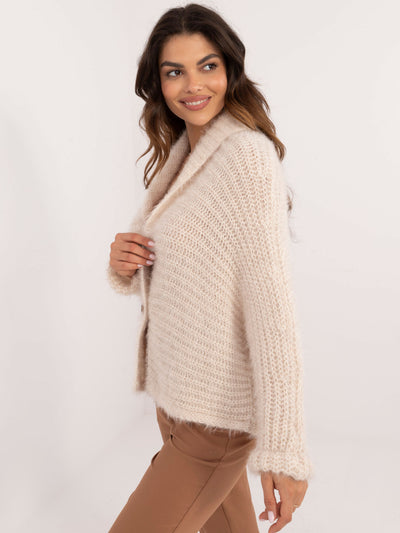 OCH BELLA Jasnobeżowy rozpinany sweter oversize