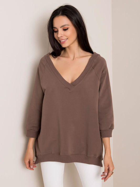RUE PARIS Jasnobrązowa bluza oversize