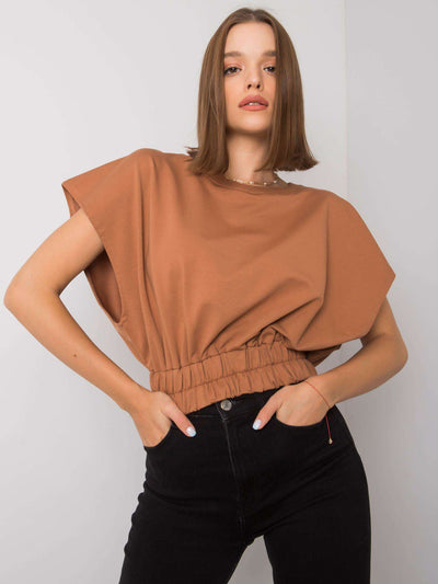 Jasnobrązowa bluza z krótkim rękawem