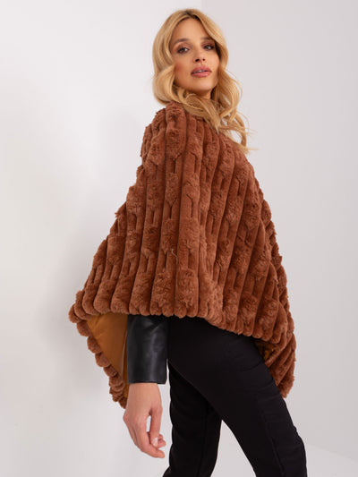 Jasnobrązowe damskie poncho z podszewką