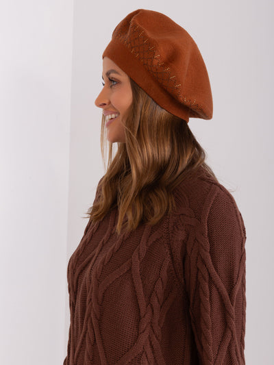 Jasnobrązowy dzianinowy beret