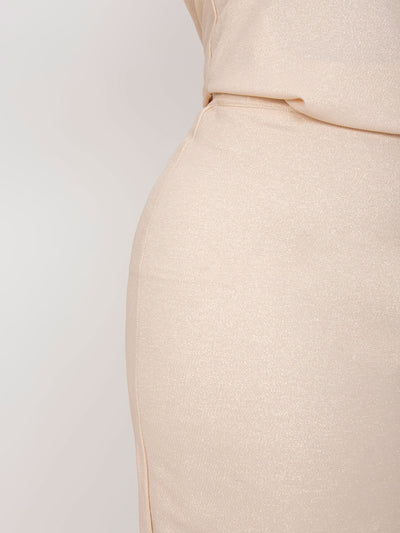 Jasnobrzoskwiniowa ołówkowa spódnica plus size