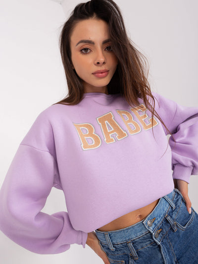 Jasnofioletowa bluza bez kaptura z bawełną