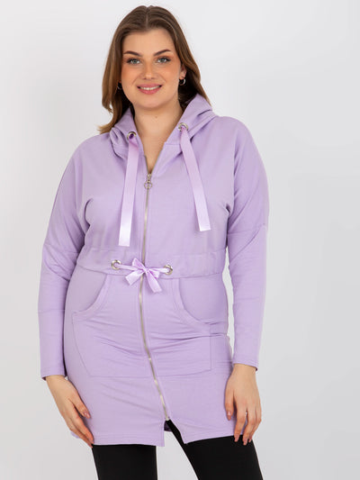 Jasnofioletowa rozpinana bluza plus size ze ściągaczem