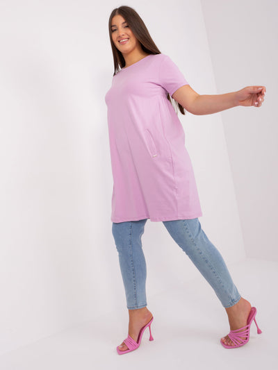 Jasnofioletowa sukienka damska plus size basic z bawełny