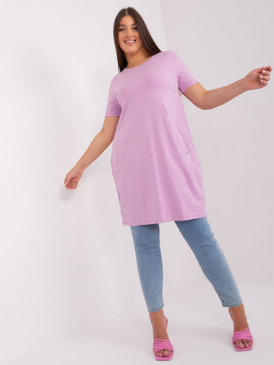 Jasnofioletowa sukienka damska plus size basic z bawełny