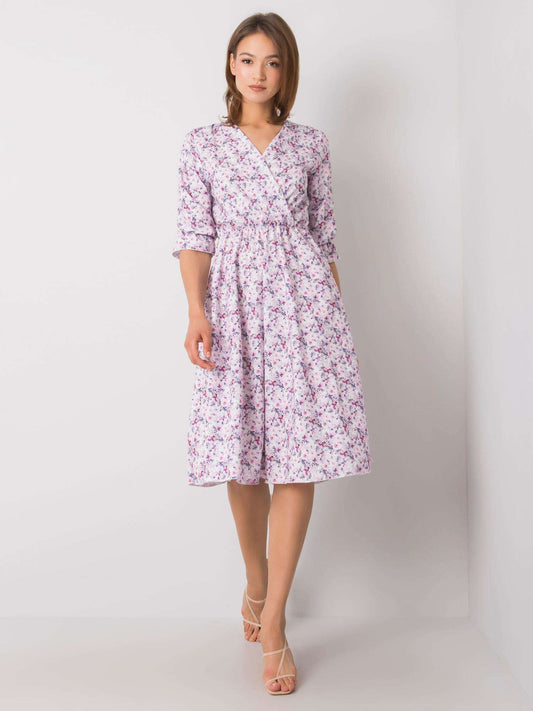 RUE PARIS Jasnofioletowa sukienka w kwiaty