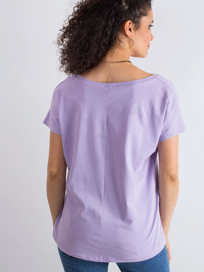 Bawełniany t-shirt V-neck jasnofioletowy