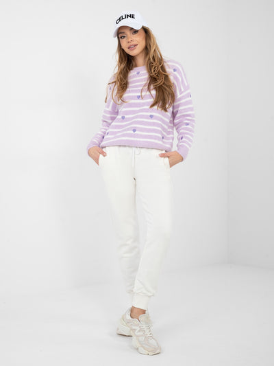 Jasnofioletowy sweter sweter oversize w paski