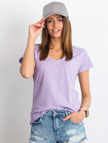 T-shirt w serek jasnofioletowy