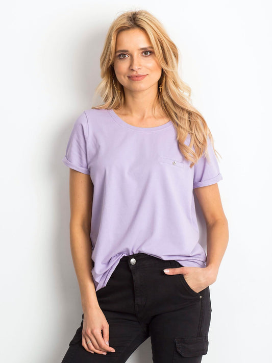 Bawełniany t-shirt damski basic jasnofioletowy