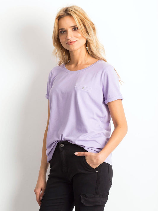 Bawełniany t-shirt damski basic jasnofioletowy