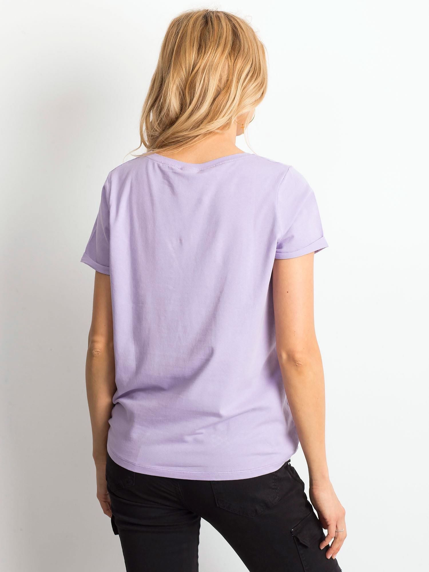 Bawełniany t-shirt damski basic jasnofioletowy