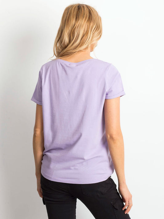 Bawełniany t-shirt damski basic jasnofioletowy