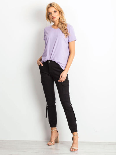 Bawełniany t-shirt damski basic jasnofioletowy