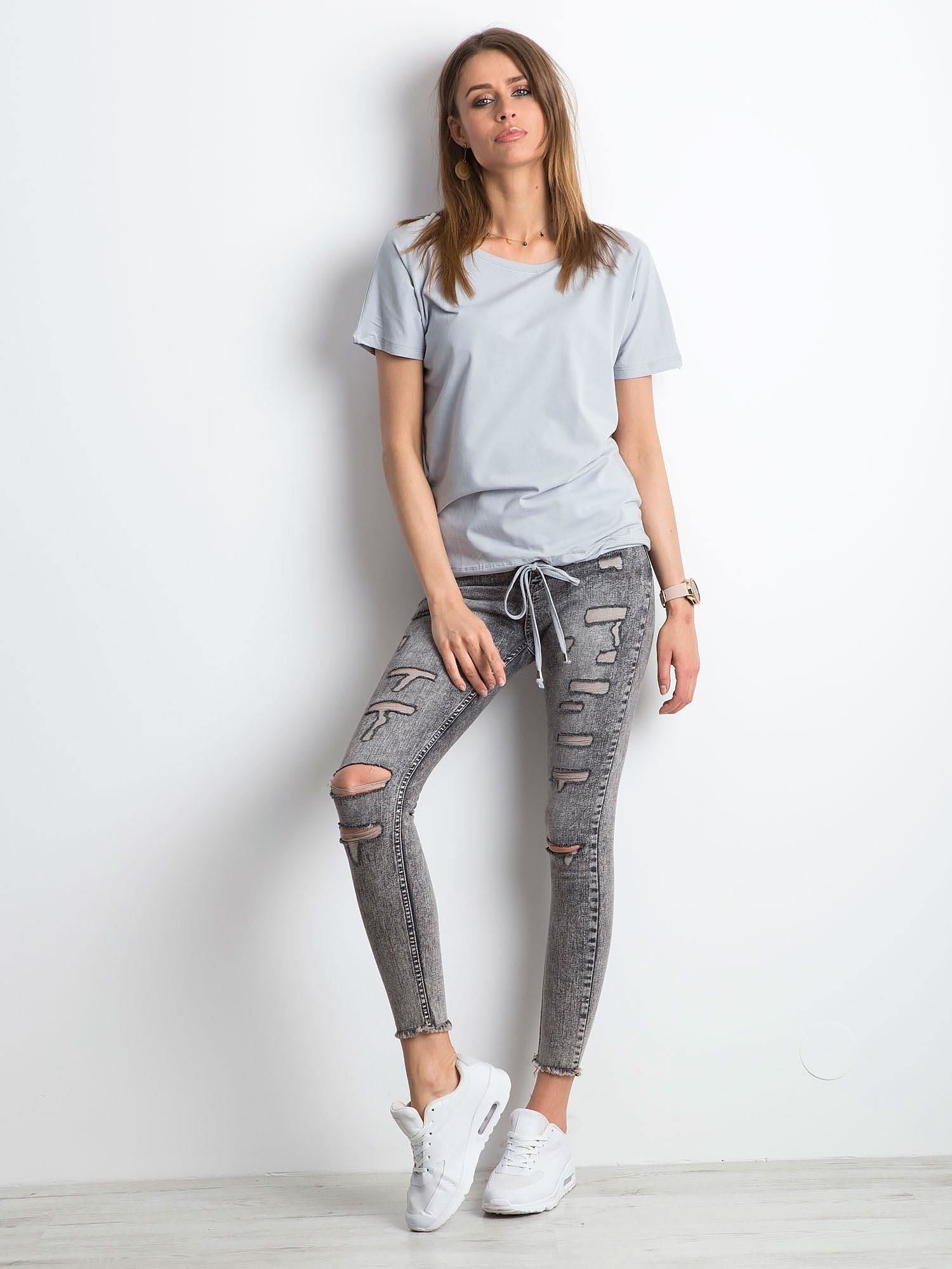 Damski t-shirt z bawełny jasnografitowy