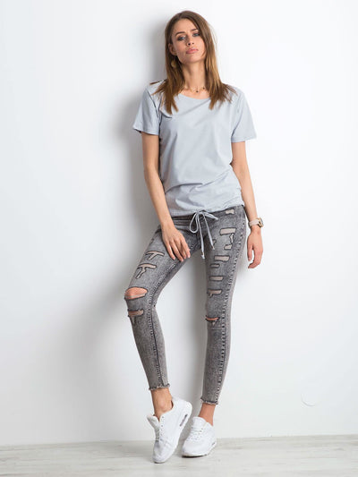 Damski t-shirt z bawełny jasnografitowy