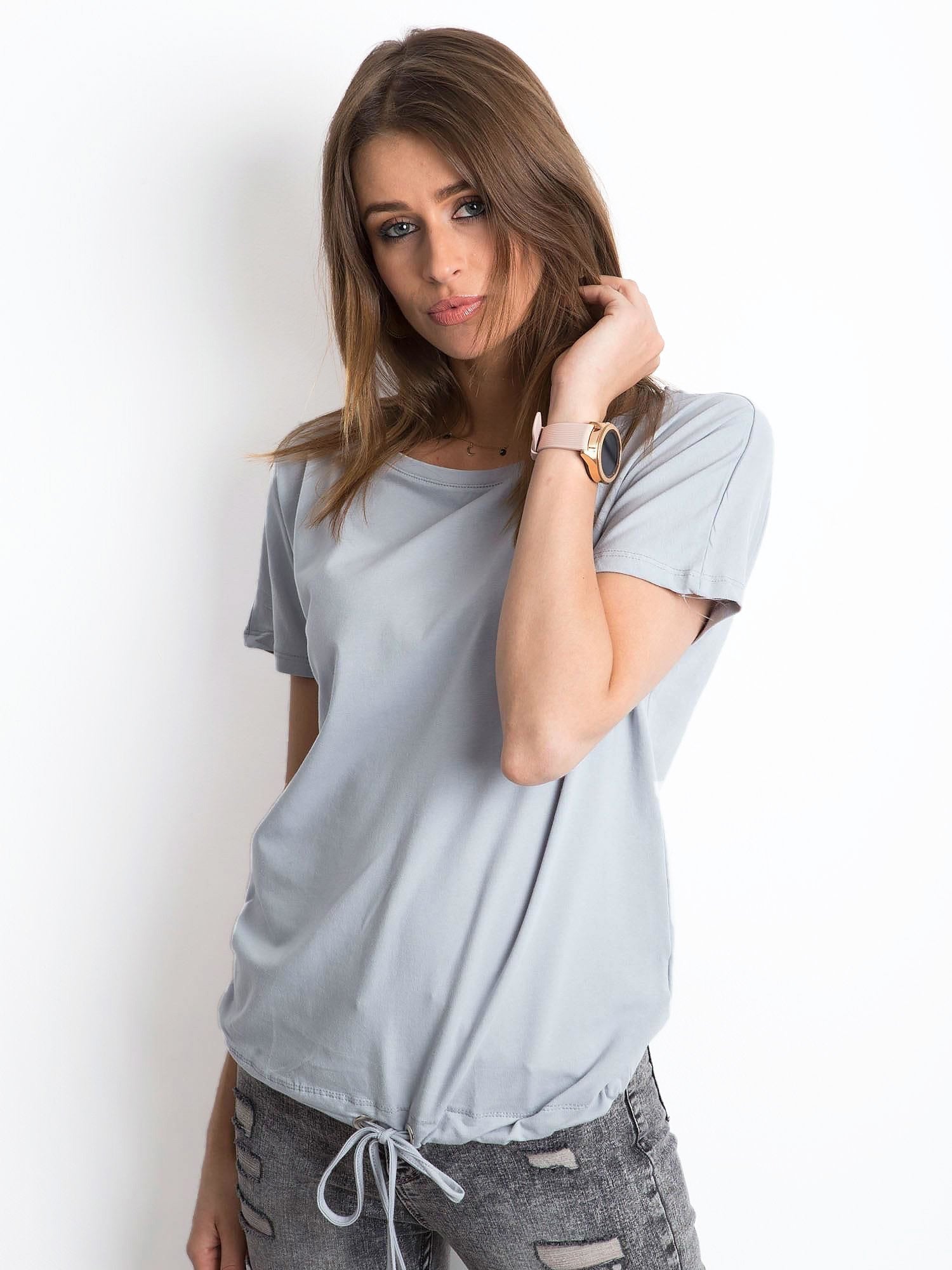 Damski t-shirt z bawełny jasnografitowy