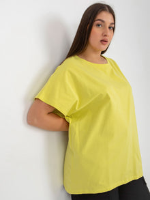 Jasnolimonkowy damski t-shirt plus size o luźnym kroju