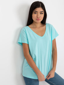 Jasnomiętowy klasyczny t-shirt basic z bawełny Emory