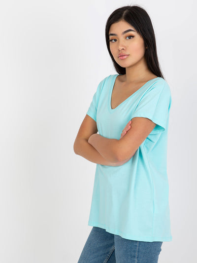Jasnomiętowy klasyczny t-shirt basic z bawełny Emory