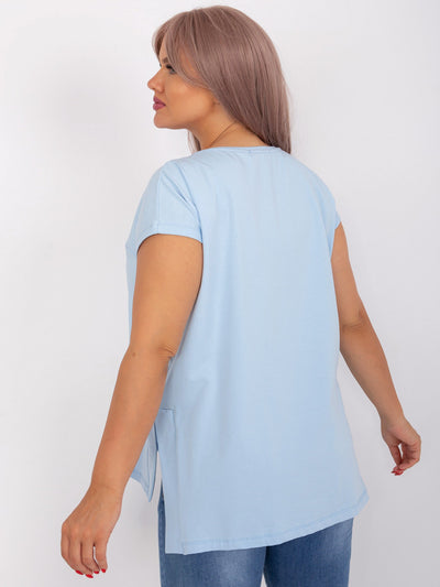 Jasnoniebieska damska plus size z rozcięciami