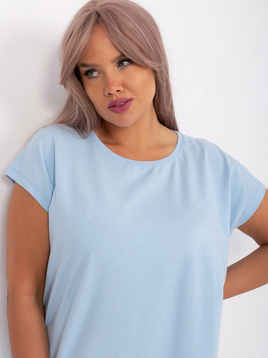 Jasnoniebieska damska plus size z rozcięciami