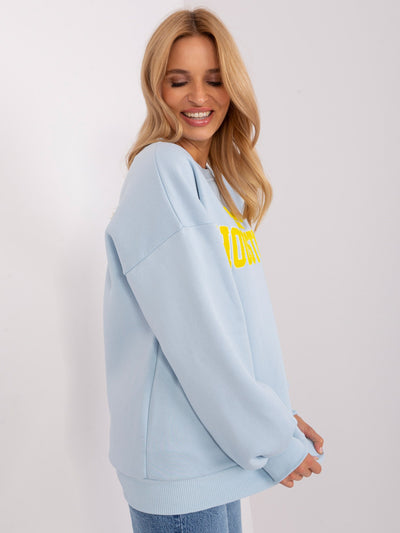 Jasnoniebieska bluza bez kaptura z bawełny