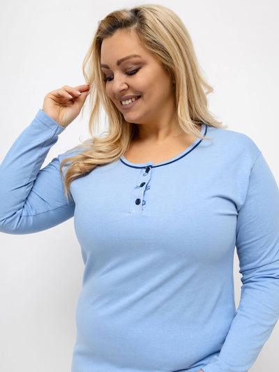 Jasnoniebieska piżama plus size spodnie + bluzka