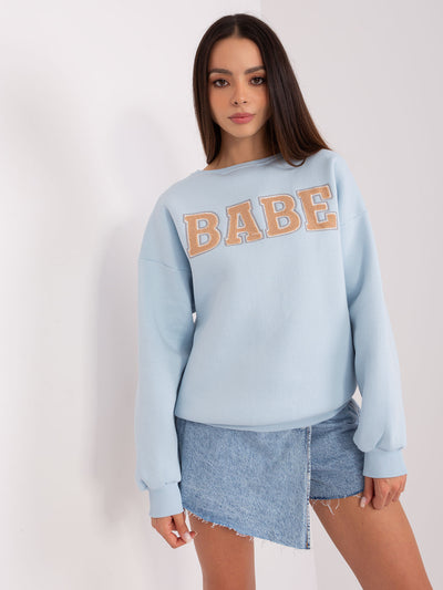Jasnoniebieska bluza bez kaptura z napisem