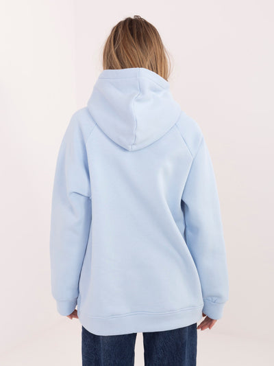 RUE PARIS Jasnoniebieska bluza kangurka z kapturem