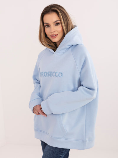 RUE PARIS Jasnoniebieska bluza kangurka z kapturem