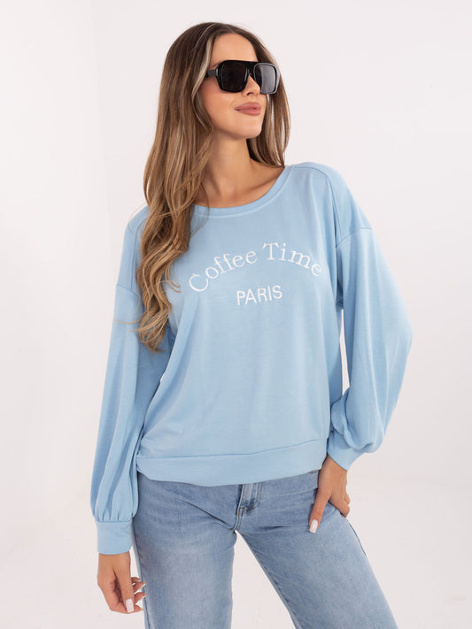 RUE PARIS Jasnoniebieska bluza oversize z miękkiego materiału