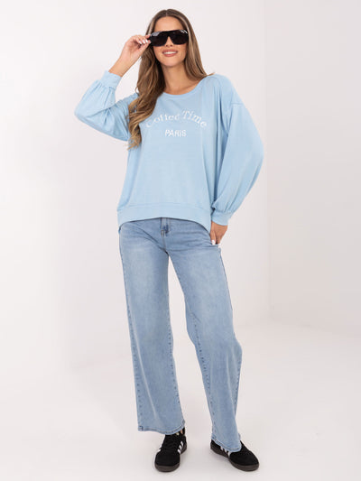 RUE PARIS Jasnoniebieska bluza oversize z miękkiego materiału