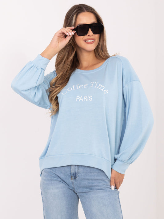 RUE PARIS Jasnoniebieska bluza oversize z miękkiego materiału