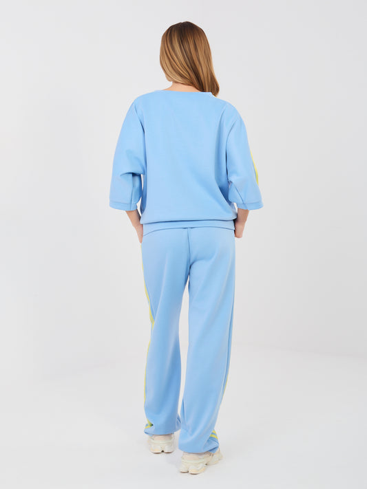 RUE PARIS Jasnoniebieska bluza oversize z rękawem 3/4