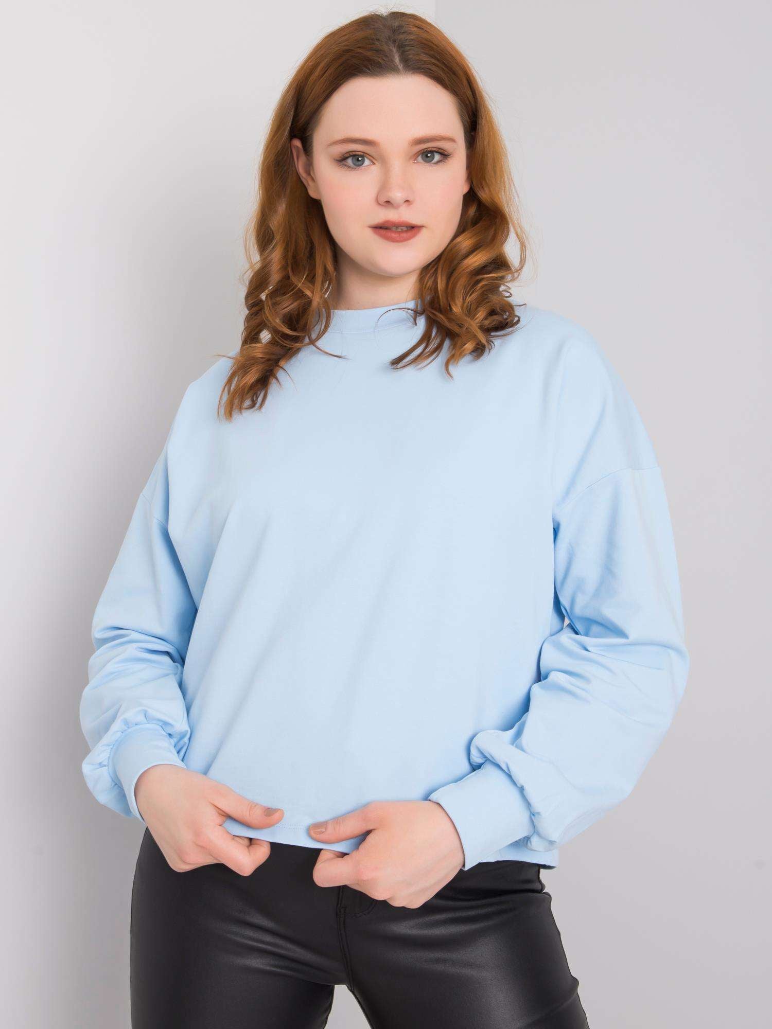 Jasnoniebieska gładka bluza plus size