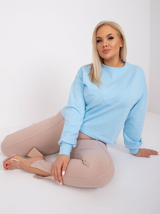 Jasnoniebieska gładka bluza plus size