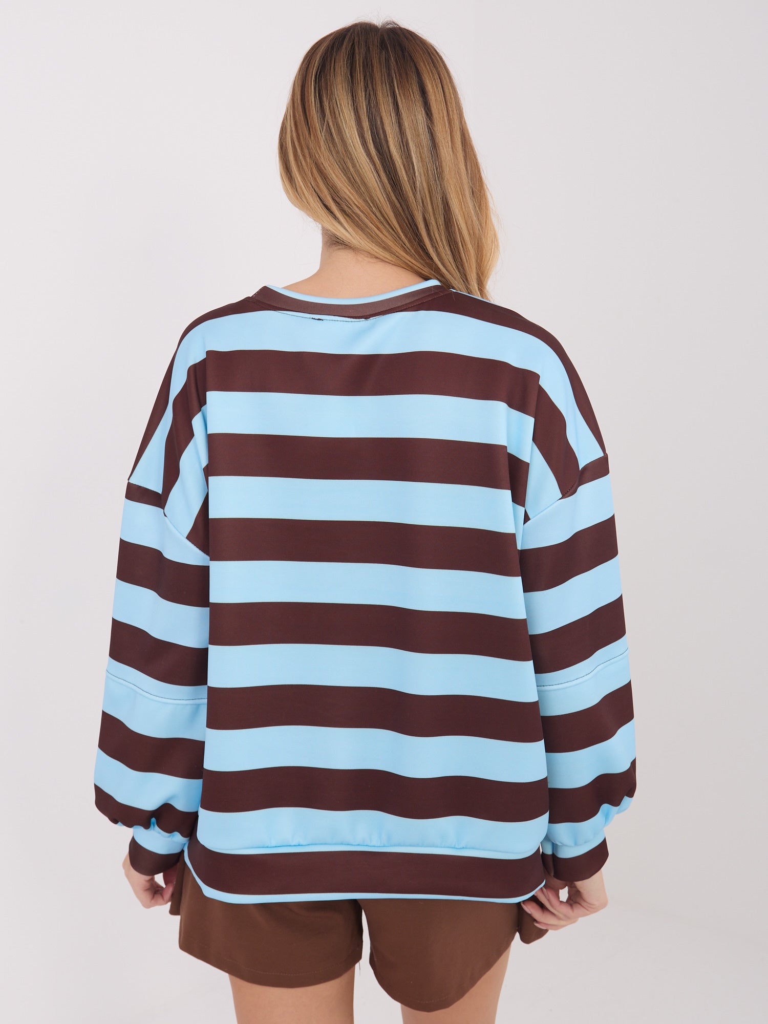 Jasnoniebieska damska bluza oversize w paski