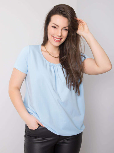 Jasnoniebieska bawełniana bluzka plus size