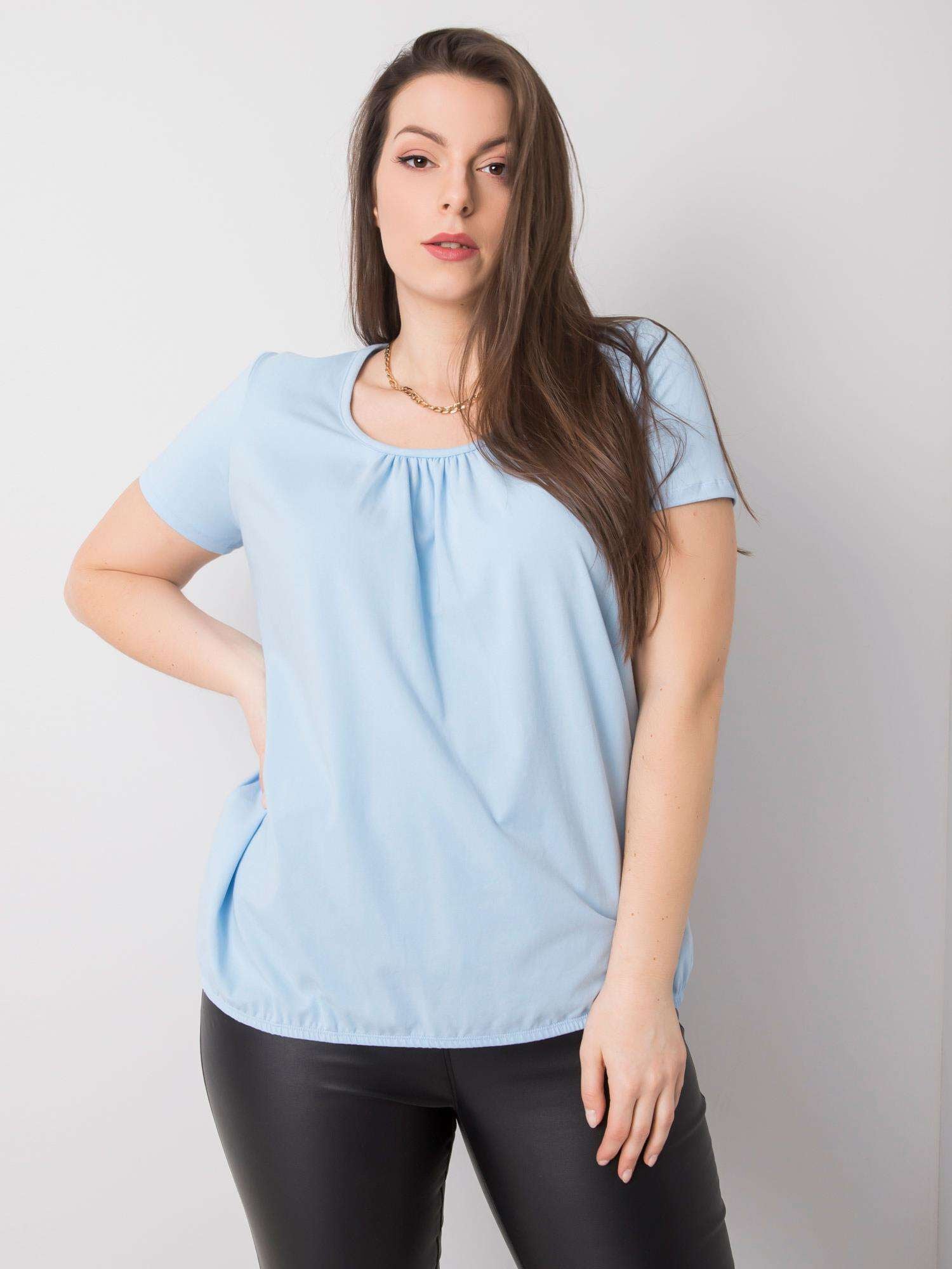 Jasnoniebieska bawełniana bluzka plus size