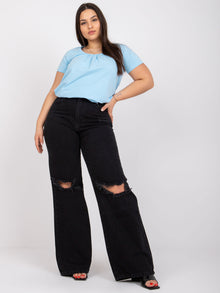 Jasnoniebieska bawełniana bluzka plus size