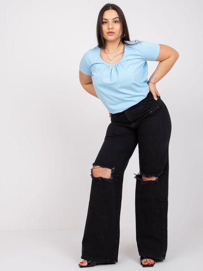 Jasnoniebieska bawełniana bluzka plus size