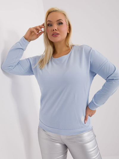 Jasnoniebieska gładka bluzka plus size z bawełny