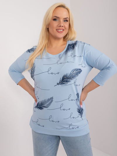Jasnoniebieska bawełniana bluzka plus size