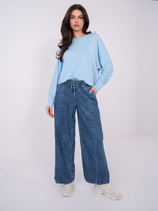 Jasnoniebieska bluzka oversize z modalu