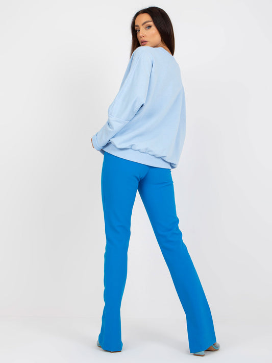Jasnoniebieska damska bluza basic o kroju oversize RUE PARIS